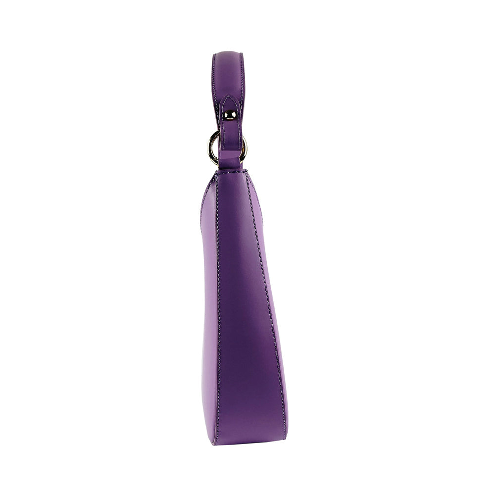 RB1013CI | Women's shoulder bag with removable shoulder strap in genuine leather, Made in Italy. Attachments with shiny gold metal snap hooks - Color: Lilac - Dimensions: 28 x 6 x 25 cm + 12 (handle)-3